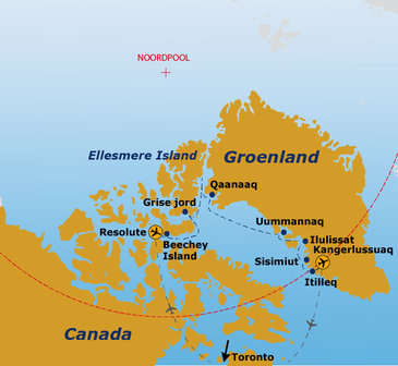 route Canada en Groenland, 18 dagen