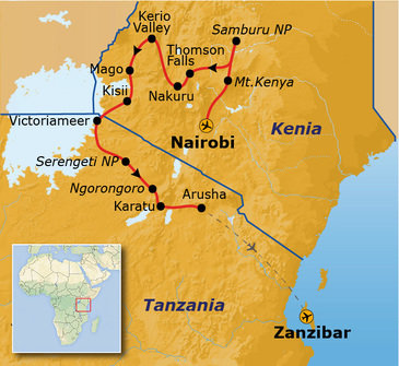 Route Kenia, Tanzania en Zanzibar, 21 dagen