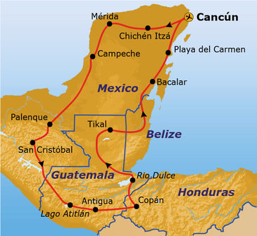 Route Ruta Maya reis, 23 dagen