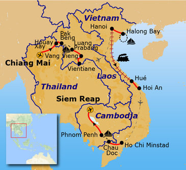Route Indochina reis, 29 dagen