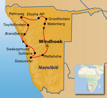 Route Namibië, 20 dagen