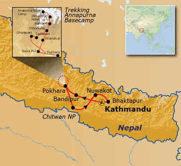 Route Nepal Annapurna 