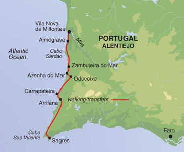 Route 9 daagse wandelvakantie Alentejo en Algarve
