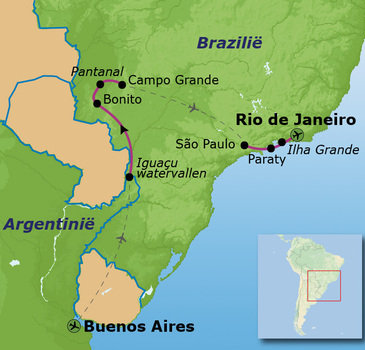 Route van Buenos Aires naar Rio 