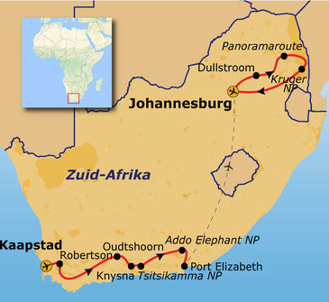 Route Kaapstad - Johannesburg