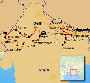 Route Noord-India en Nepal, 29 dagen