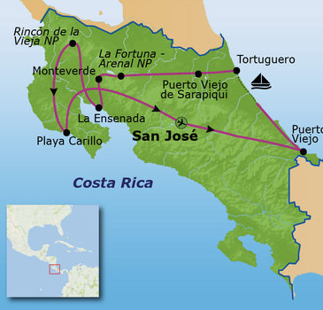 Route Costa Rica, 21 dagen