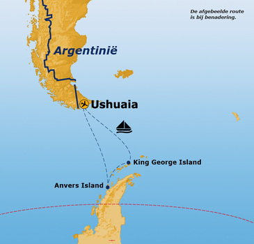 Route rondreis Antarctica 16 dagen