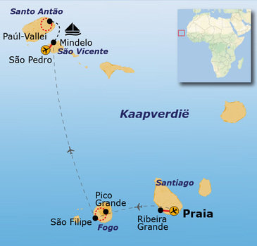 Route Kaapverdische eilanden