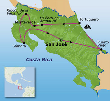 Route Costa Rica, 16 dagen