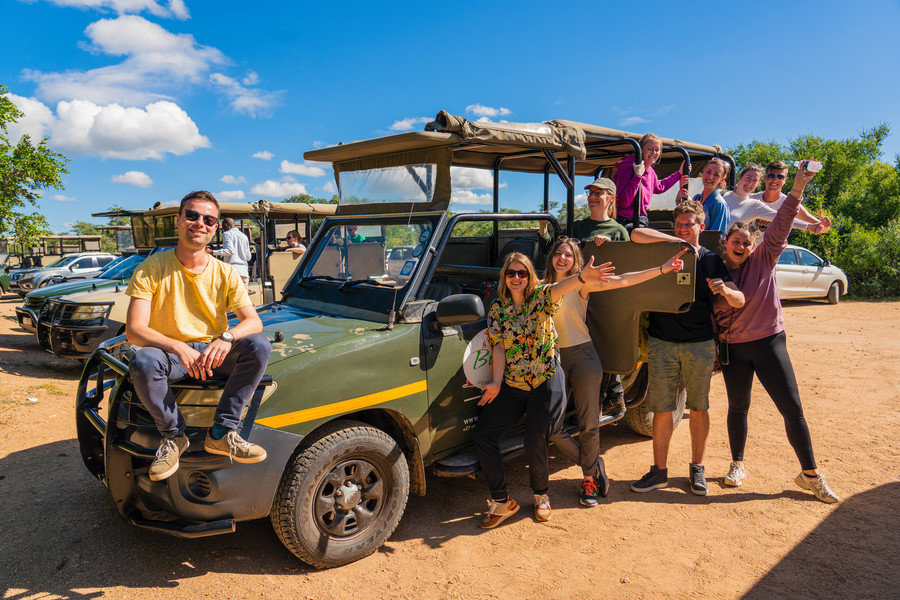 Groepsfoto bij jeep in Kruger National Park