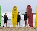 Costa Rica surfen, kinderen, surfplanken, strand, zee