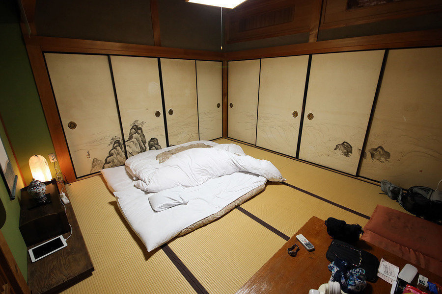 Slapen in een traditionele Japanse herberg