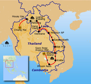 Route Laos & Cambodja, 23 dagen