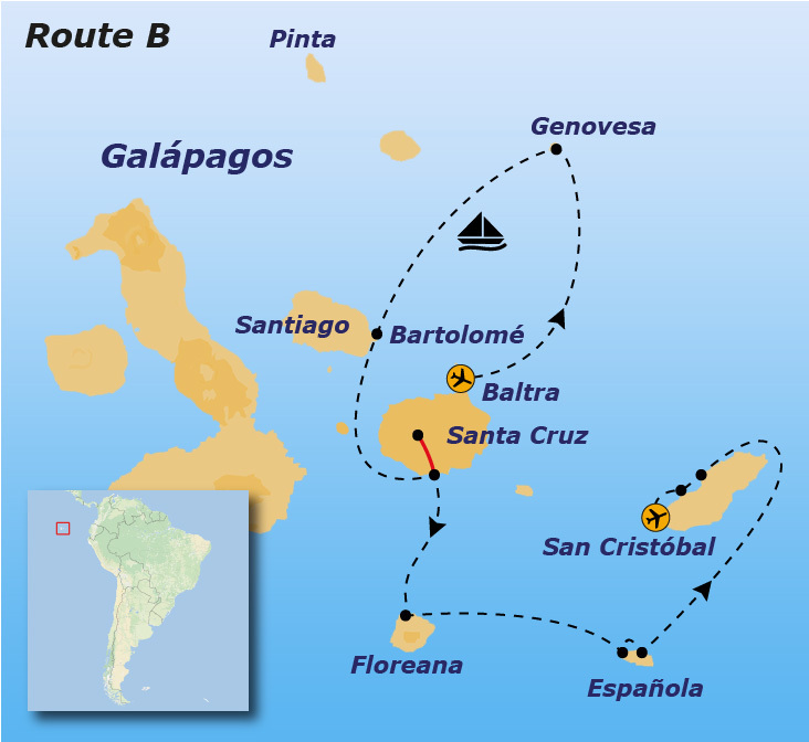 Route B Galapagoseilanden, 12 dagen