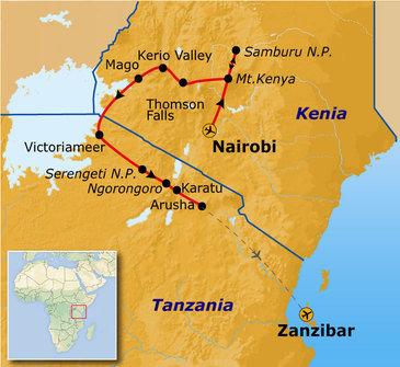 Route Kenia, Tanzania en Zanzibar, 21 dagen