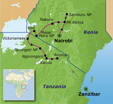 Route Kenia, Tanzania en Zanzibar, 23 dagen
