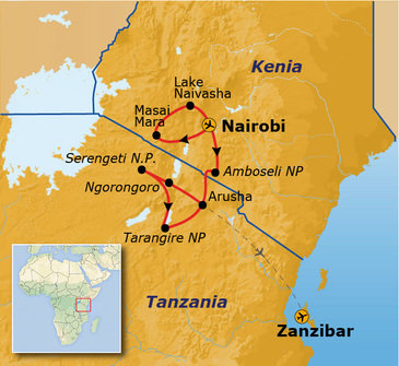 Route Kenia, Tanzania en Zanzibar, 18 dagen