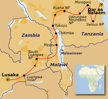 Route Zambia, Malawi en Tanzania, 24 dagen