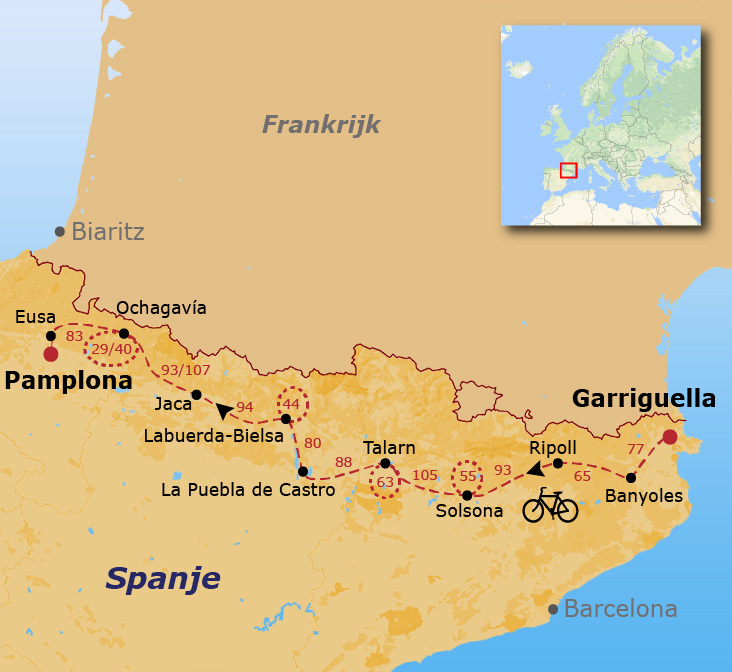 Fietsvakantie Spaanse Pyreneeën O-W - 15 dagen 