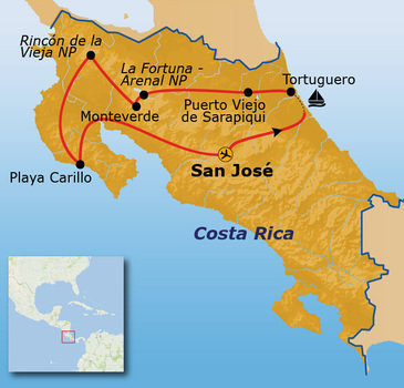 Route Costa Rica, 16 dagen 