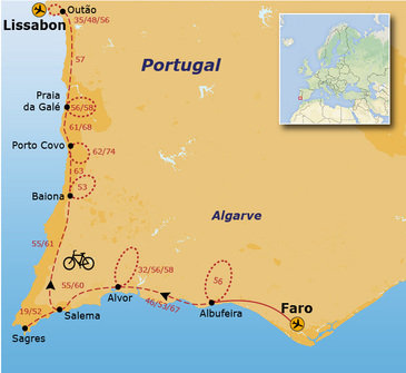 Fietsvakantie van Faro naar Lissabon