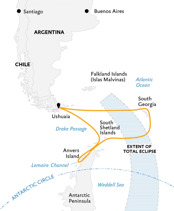 Antarctica eclips reis, 21 dagen