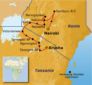 Route Kenia en Tanzania, 18 dagen