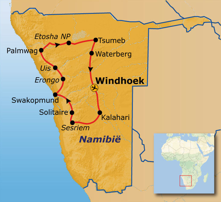 Route Namibië, 20 dagen