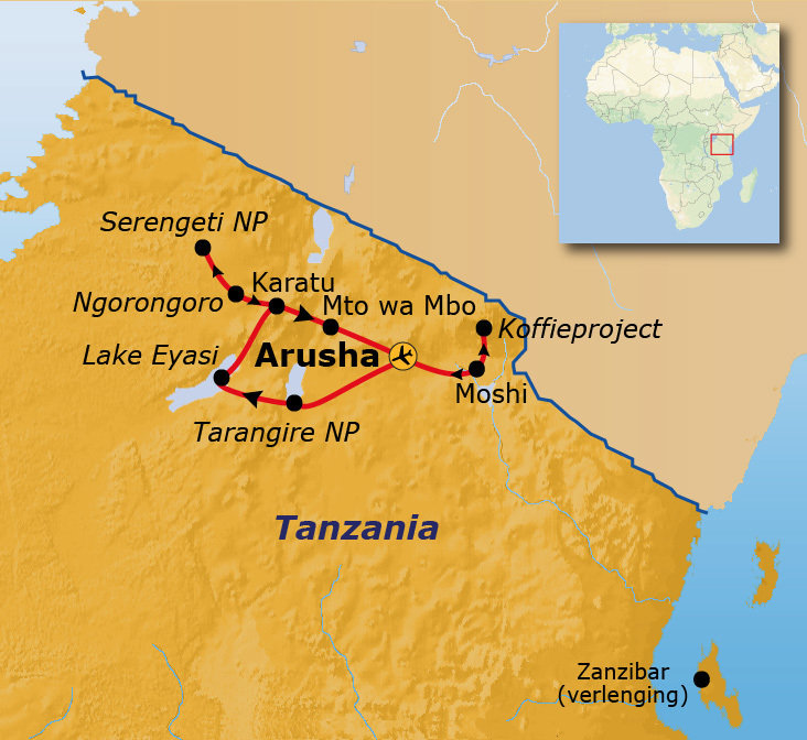 Route Tanzania, 13 dagen