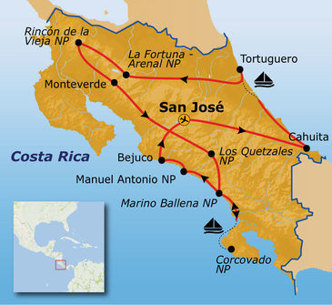 Route Costa Rica 23 dagen, vanaf augustus