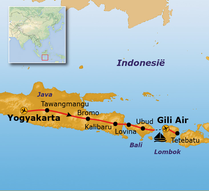 Route Java, Bali, Lombok & Gili Air, 21 dagen