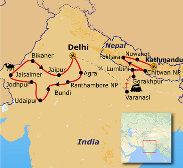 Route Noord - India en Nepal, 29 dagen 