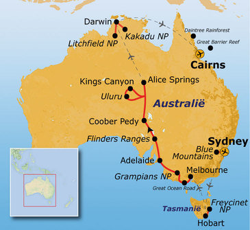 Australië reis route 1, 29 dagen