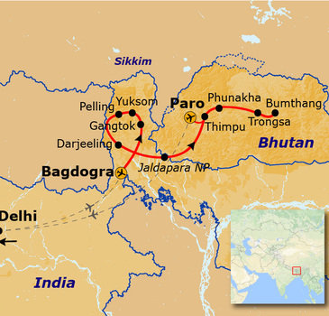 Route Sikkim en Bhutan, 20 dagen