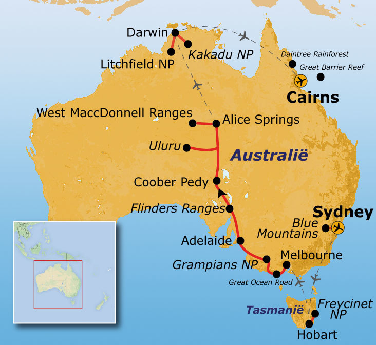 Australië reis route 2, 29 dagen