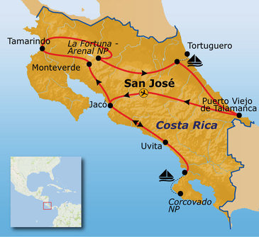 Route Costa Rica, 20 dagen 2024