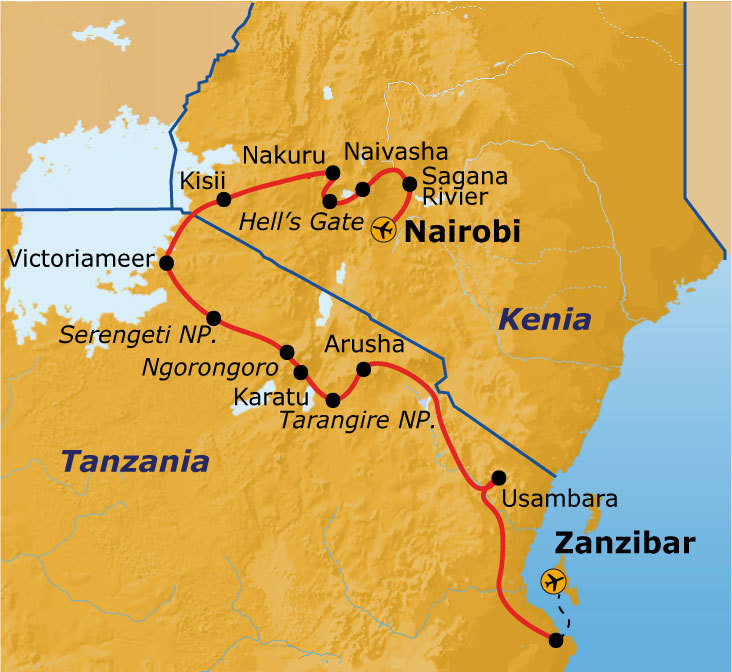 Route vanaf juni 2025: Kenia & Tanzania, 20 dagen