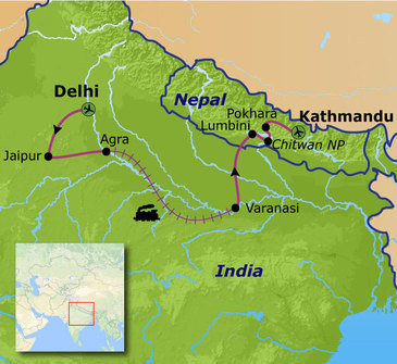 Route India en Nepal, 20 dagen