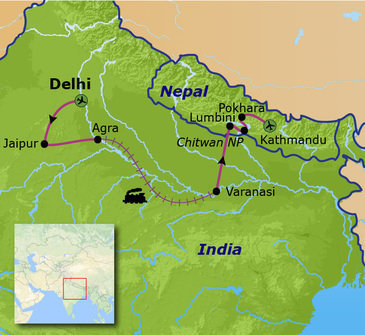 Route India en Nepal, 20 dagen
