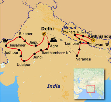 Route Noord-India en Nepal, 29 dagen