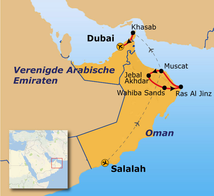 Route Oman en Dubai, 16 dagen