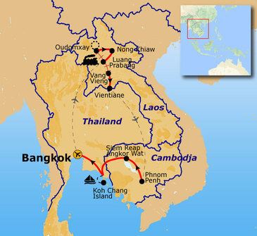 Route 21-daagse 22-35ers reis Thailand, Laos & Cambodja