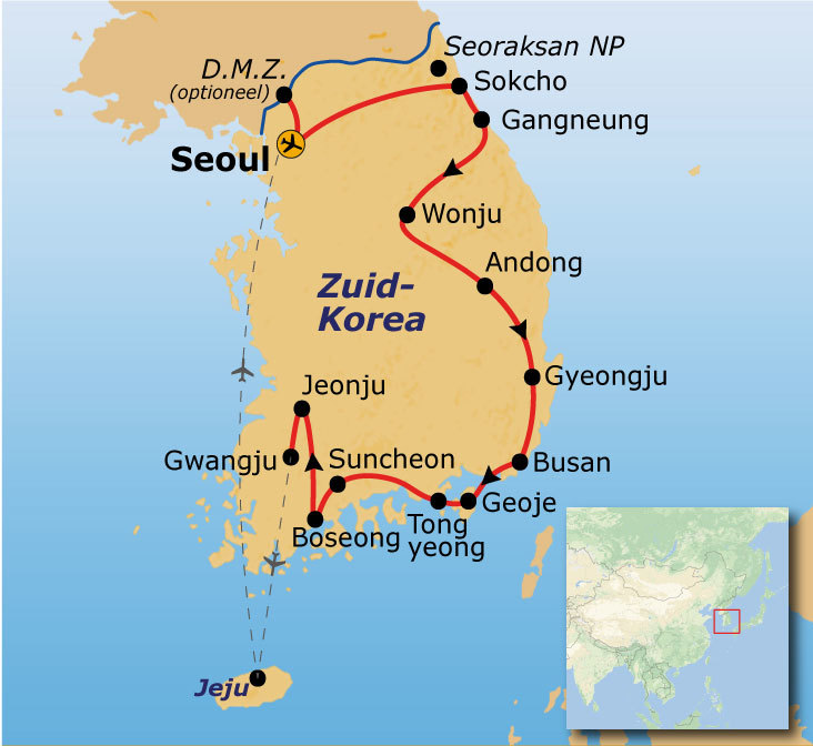 Route Zuid-Korea, 19 dagen