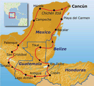 Route Ruta Maya reis, 23 dagen 2025