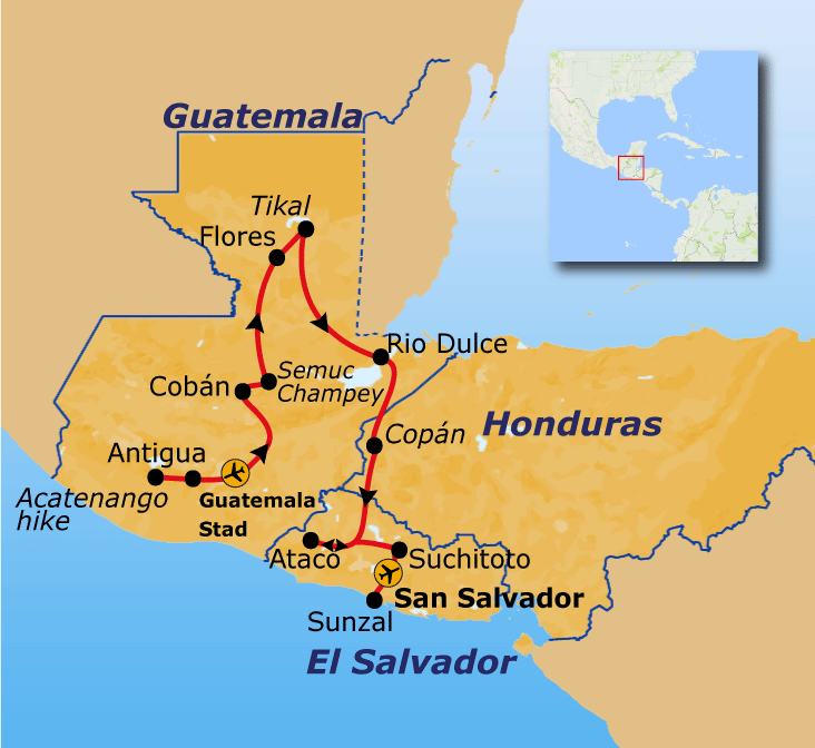 23-daagse route Guatemala, El Salvador en Honduras