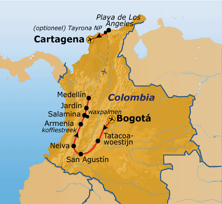 Route Colombia, 21 dagen 2025 nieuw