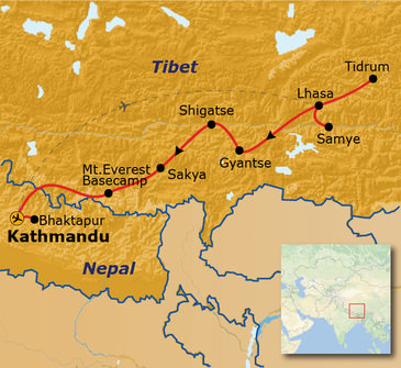 Route Tibet en Nepal 2025, 23 dagen