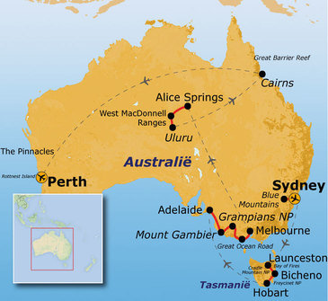 Australië reis route vanaf juli 2026, 29 dagen
