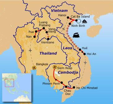 Route Indochina reis, 30 dagen